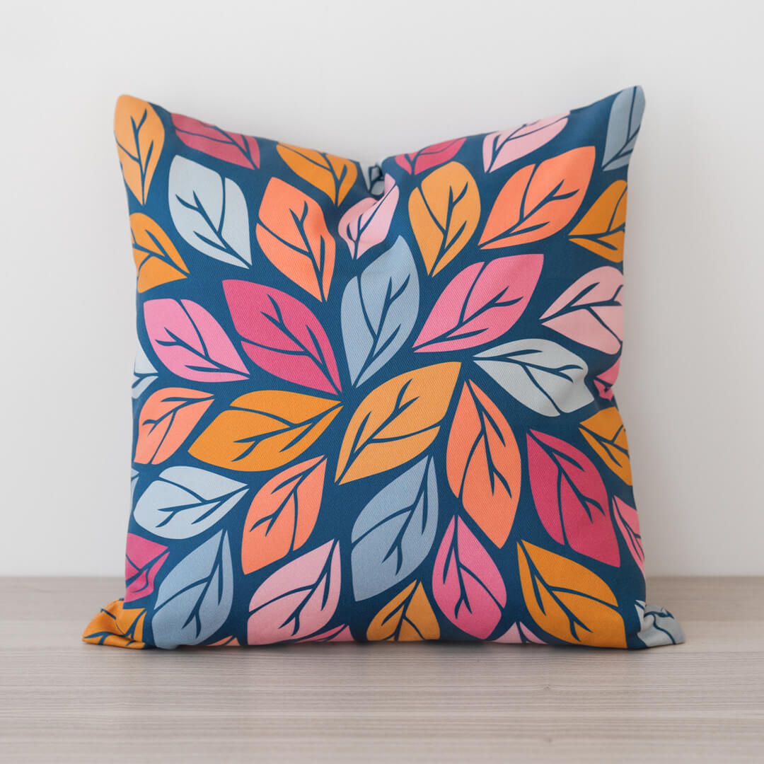 Colorful cushion cover with leaves pattern by Alisa Textile