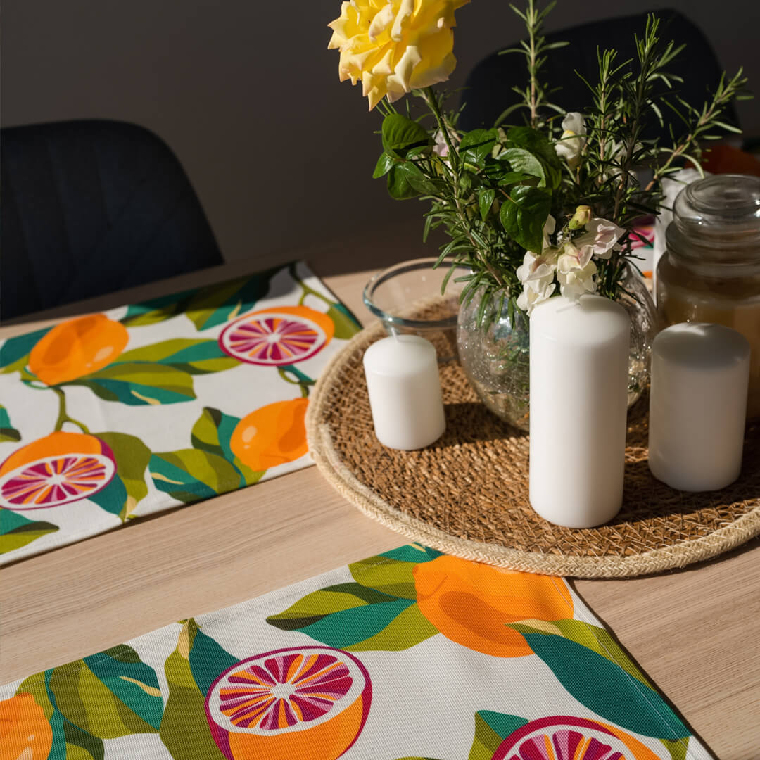 Pink Lemons Placemats Set of 4 by Alisa Textile