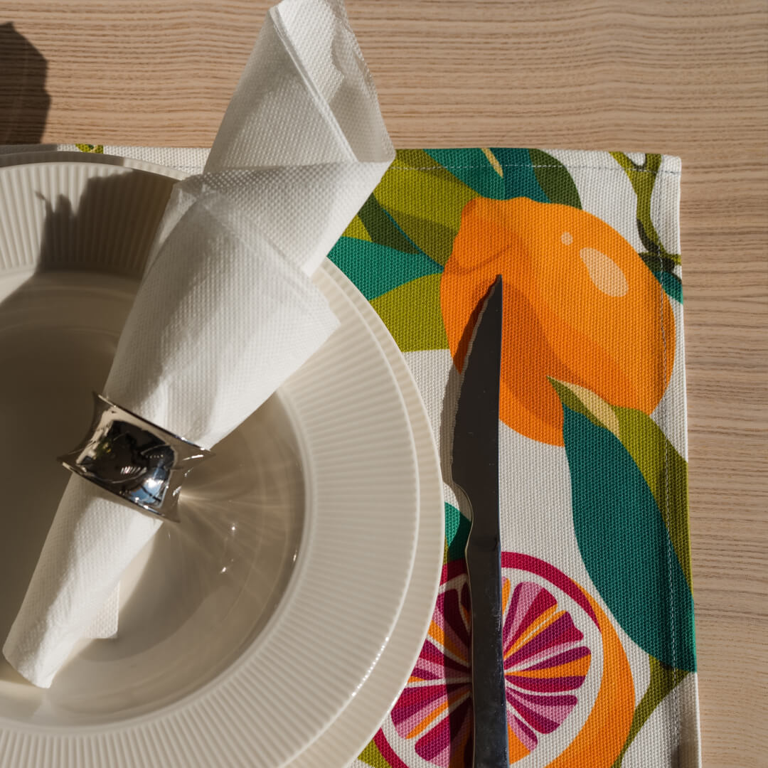 Pink Lemons Placemats Set of 2 by Alisa Textile