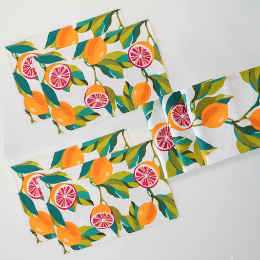 Pink Lemons Table Linen Set by Alisa Textile