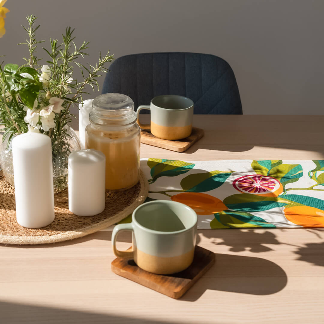 Pink Lemons Table Runner by Alisa Textile