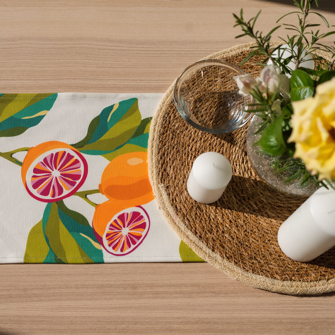 Pink Lemons Table Runner by Alisa Textile
