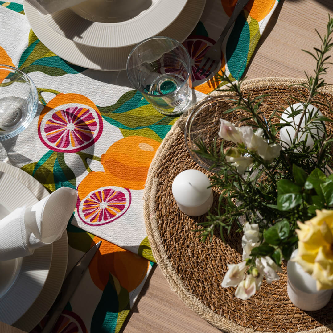 Pink Lemons Table Linen Set by Alisa Textile