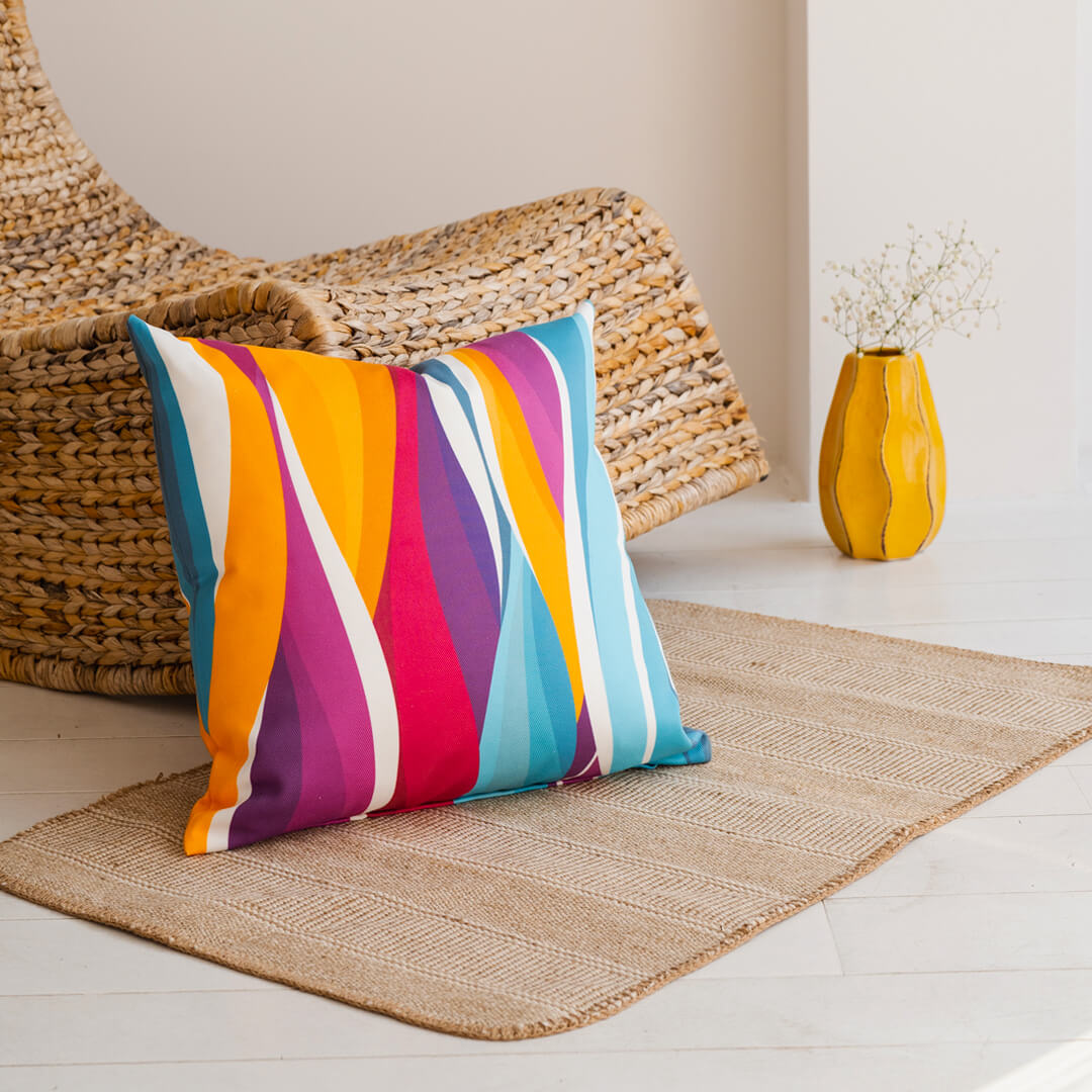 Waves Throw Pillow by Alisa Textile. 100% organic cotton home decor with ocean-themed pattern.  Edit alt text