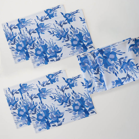 Blue Fuchsia Table Linen Set