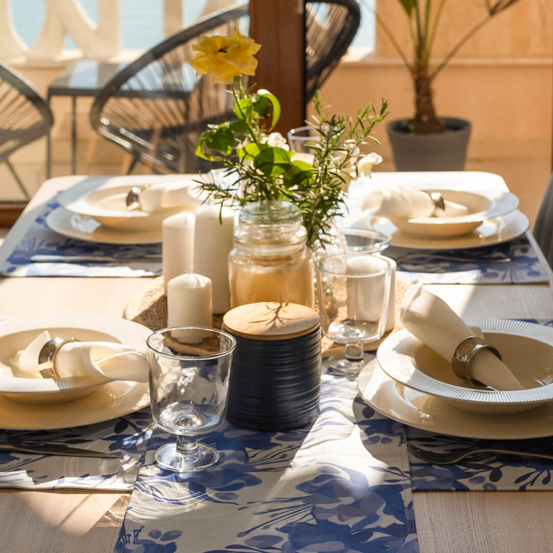 Blue Fuchsia Table Linen Set