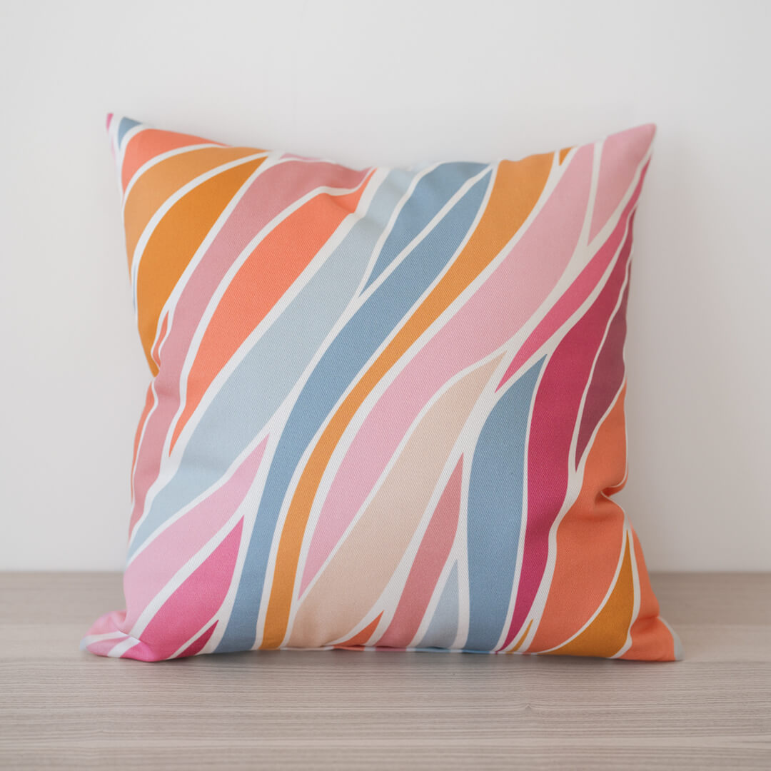 Colourful cushion cover with abstract pattern in pastel colours by Alisa Textile