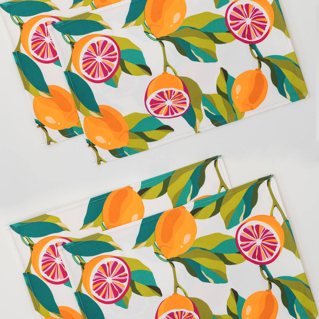 Pink Lemons Placemats Set of 4 by Alisa Textile
