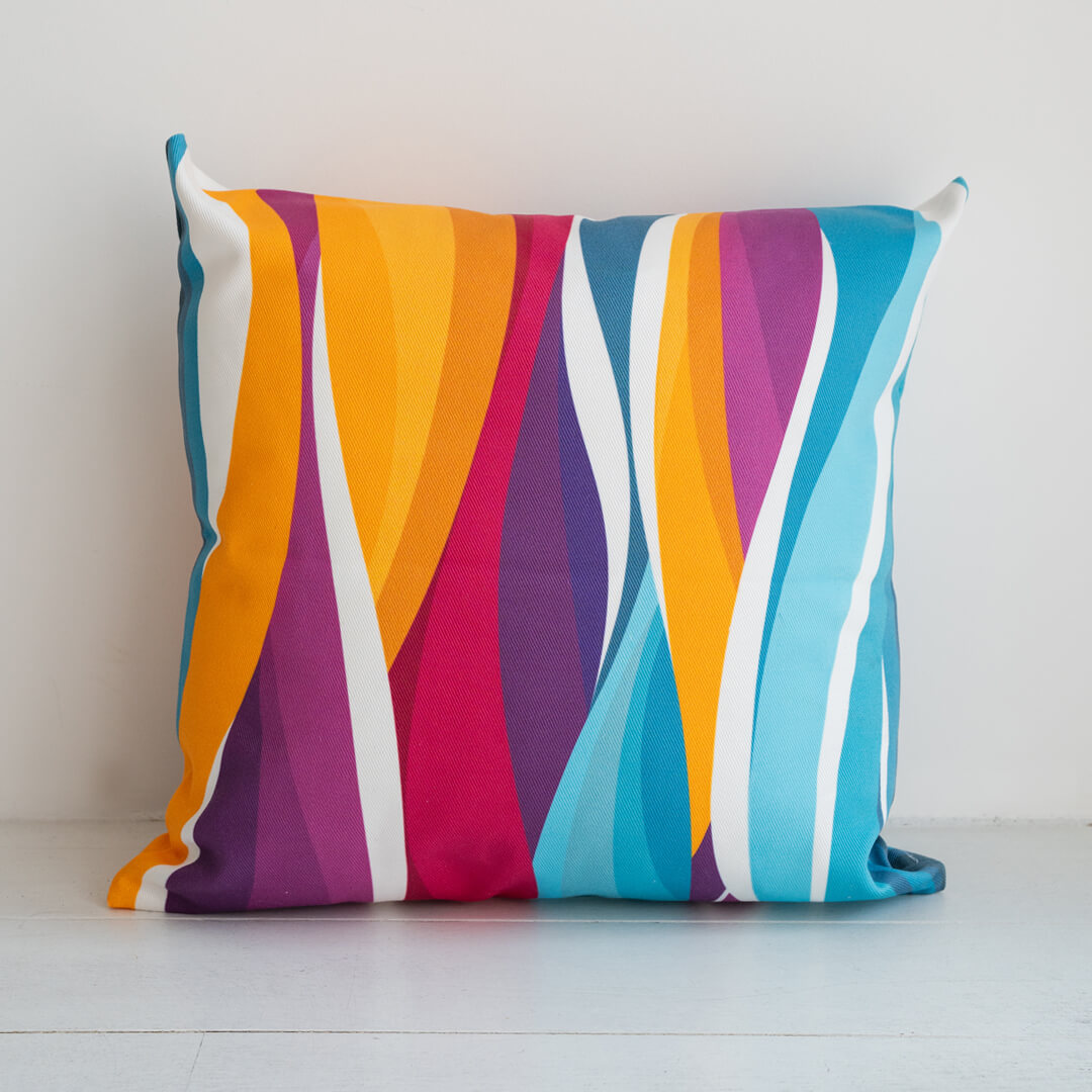 Waves Throw Pillow by Alisa Textile. 100% organic cotton home decor with ocean-themed pattern.