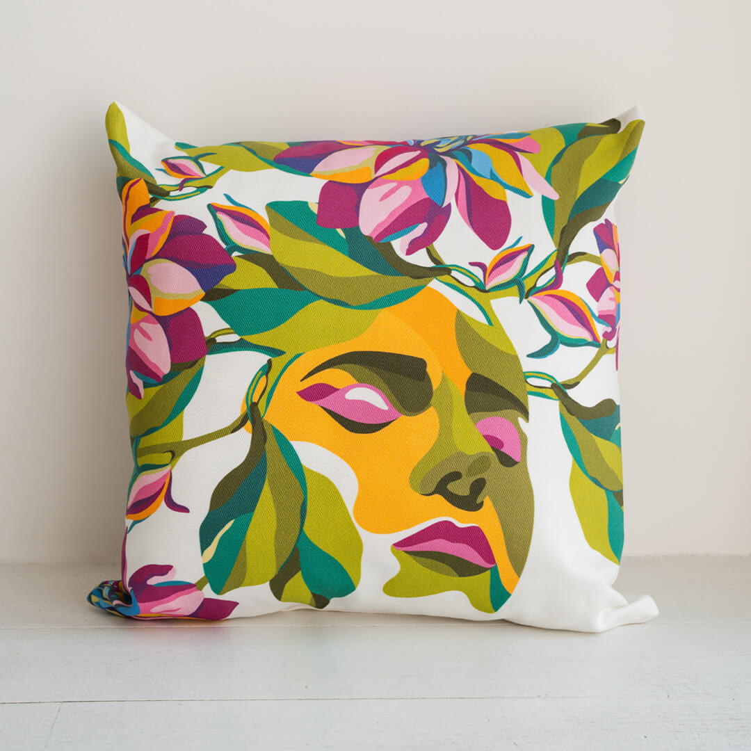 Alisa Throw Pillow by Alisa Textile. 100% organic cotton home decor with colourful floral pattern.