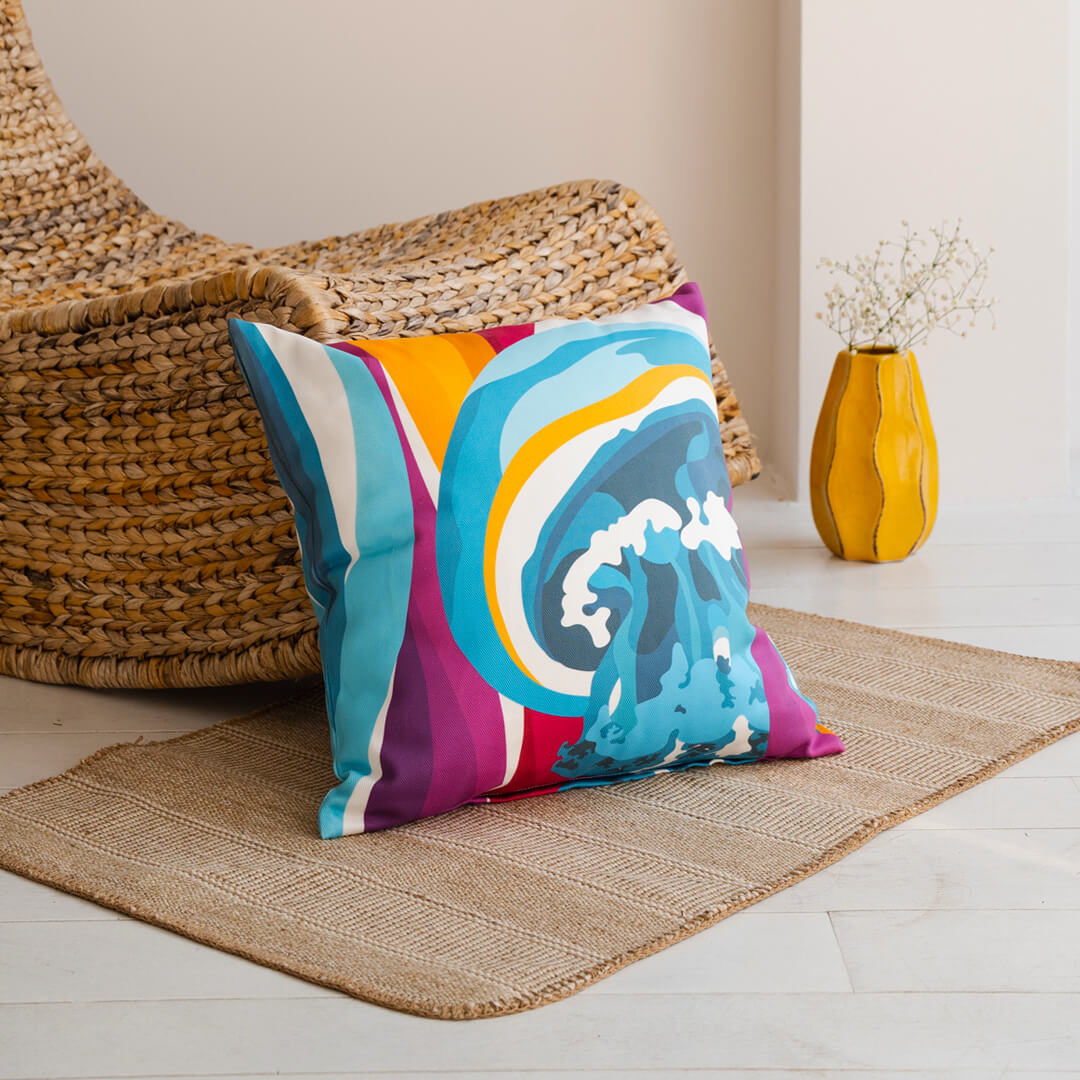 Jellyfish Throw Pillow by Alisa Textile. 100% organic cotton home decor with ocean-themed pattern.