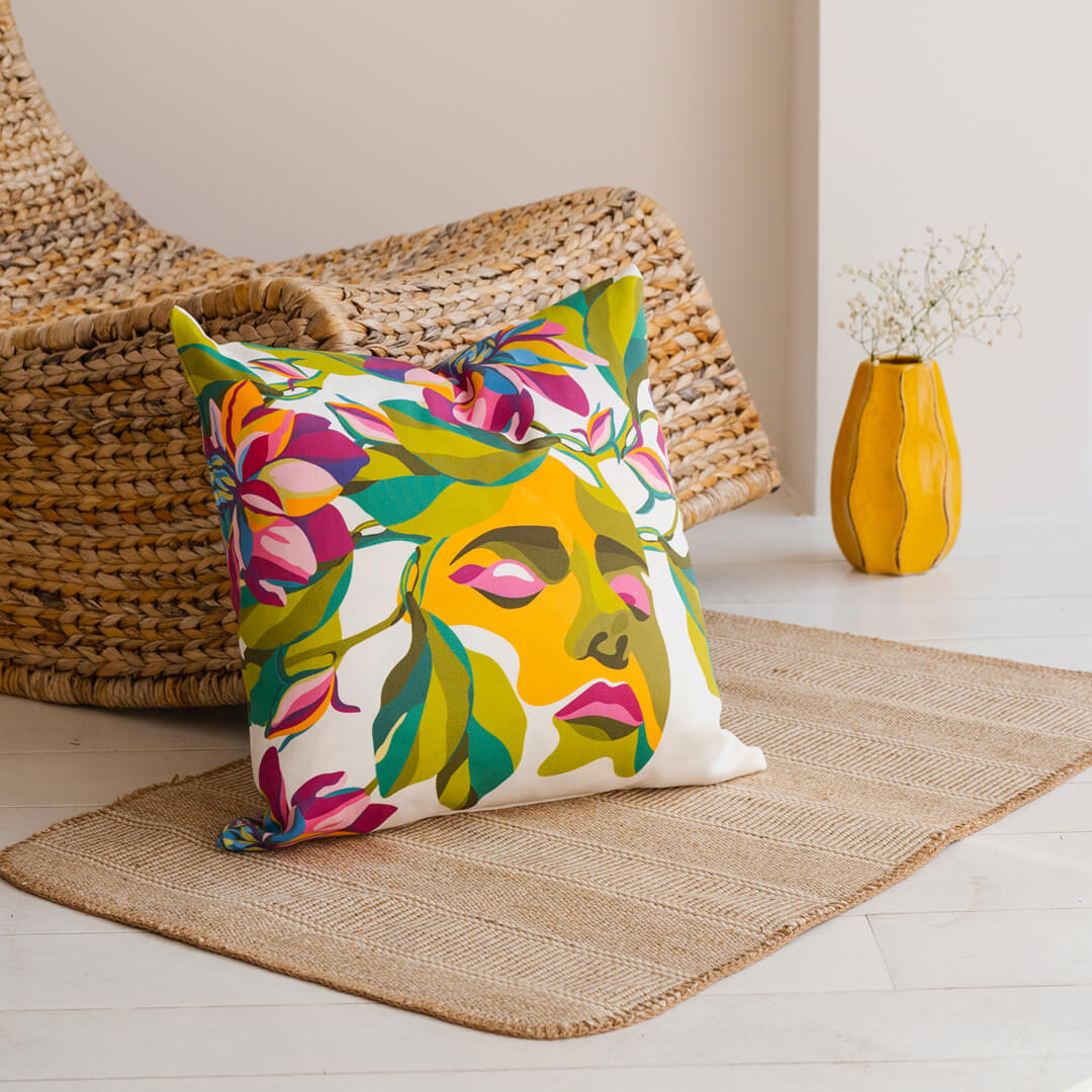 Alisa Throw Pillow by Alisa Textile. 100% organic cotton home decor with colourful floral pattern.